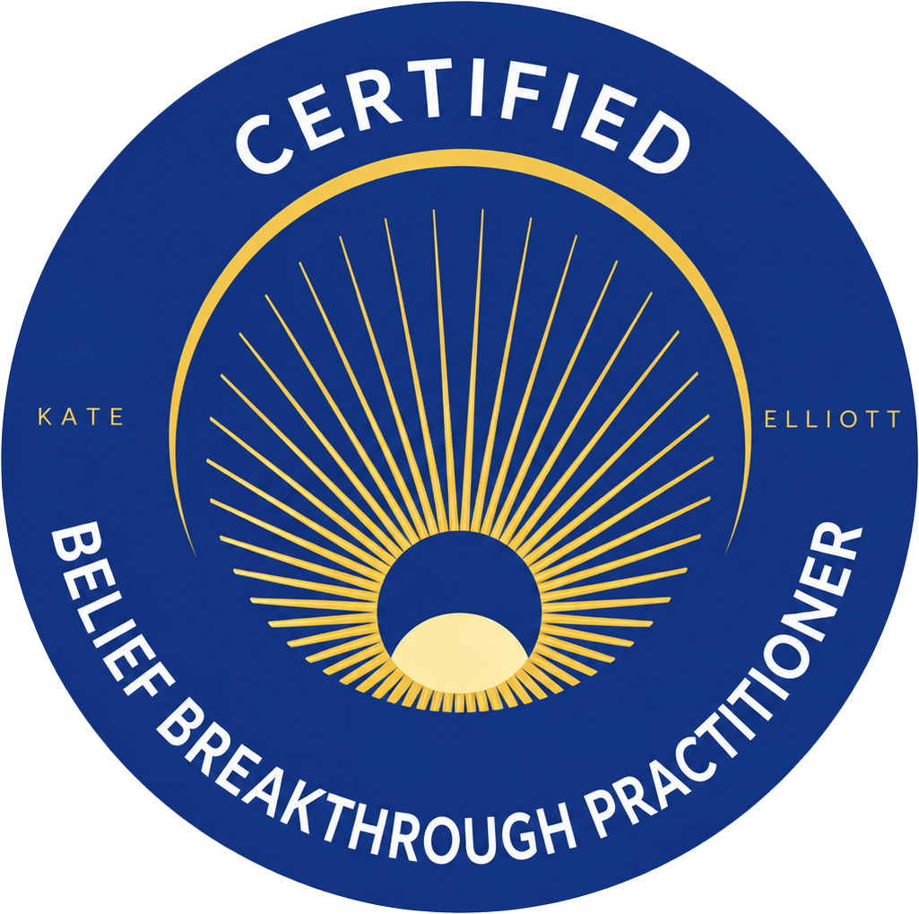 badge with the words: Kate Elliott - Certified Quantum Healing Practitioner
